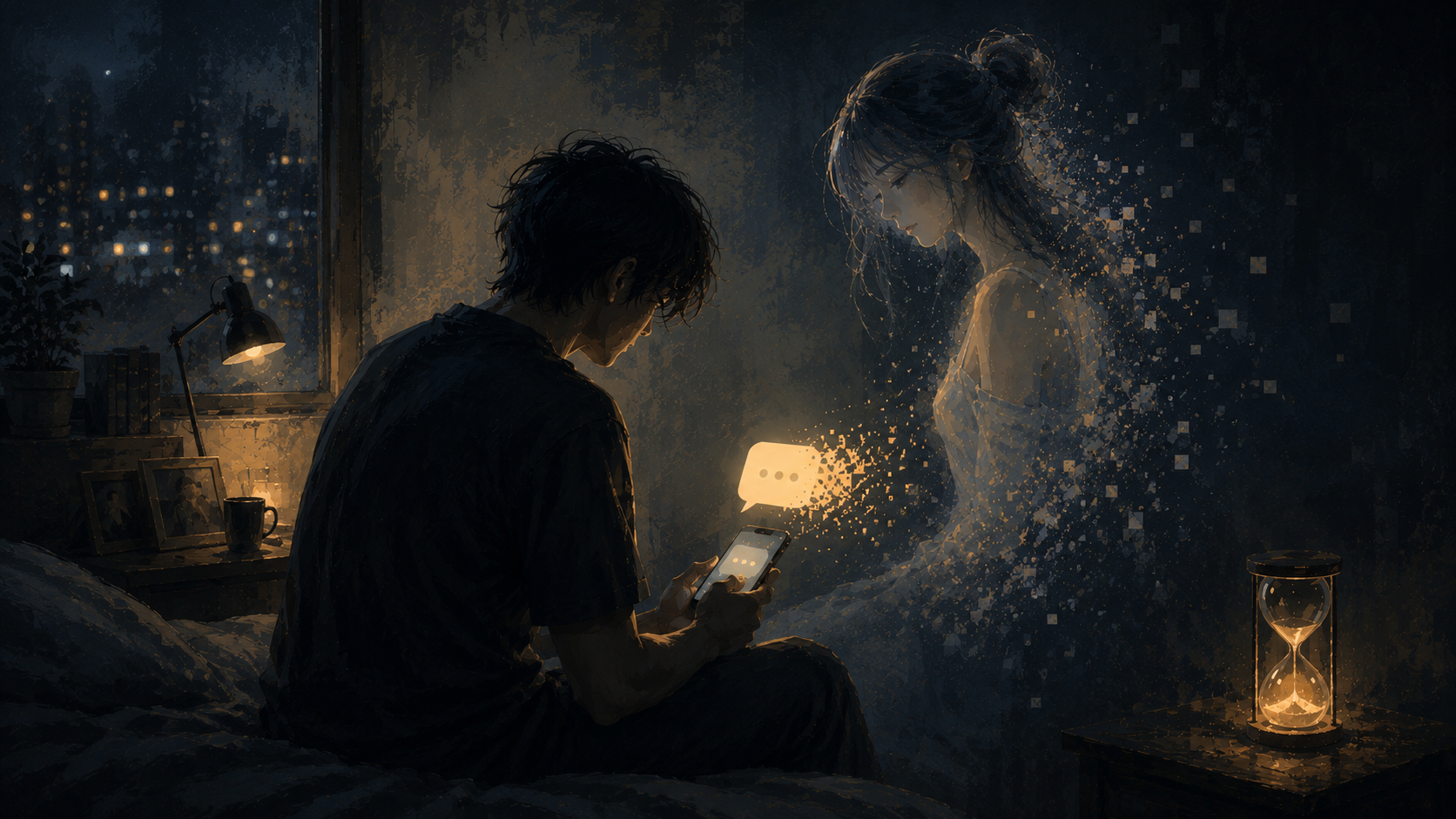 国の規制で消えるAIコンパニオンと、その相手に寄りかかってきた人々の孤独を象徴的に描いたイメージ。中国が世界初で施行したAI恋人・家族サービス規制、未成年への全面禁止、1.47億人の喪失を伝えるSassy Moneyのテック記事用サムネイル。